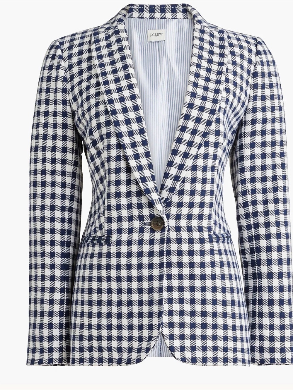 J.CREW Gingham Linen Blend Holland Blazer Navy Jacket Suit Women 6 NEW 1969